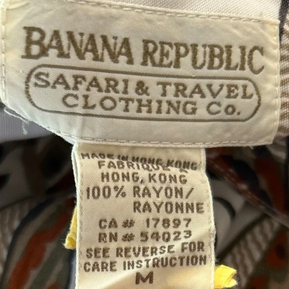Vintage 90s Banana Republic Safari Shirt Med Tropical Hong Kong Vacation Retro